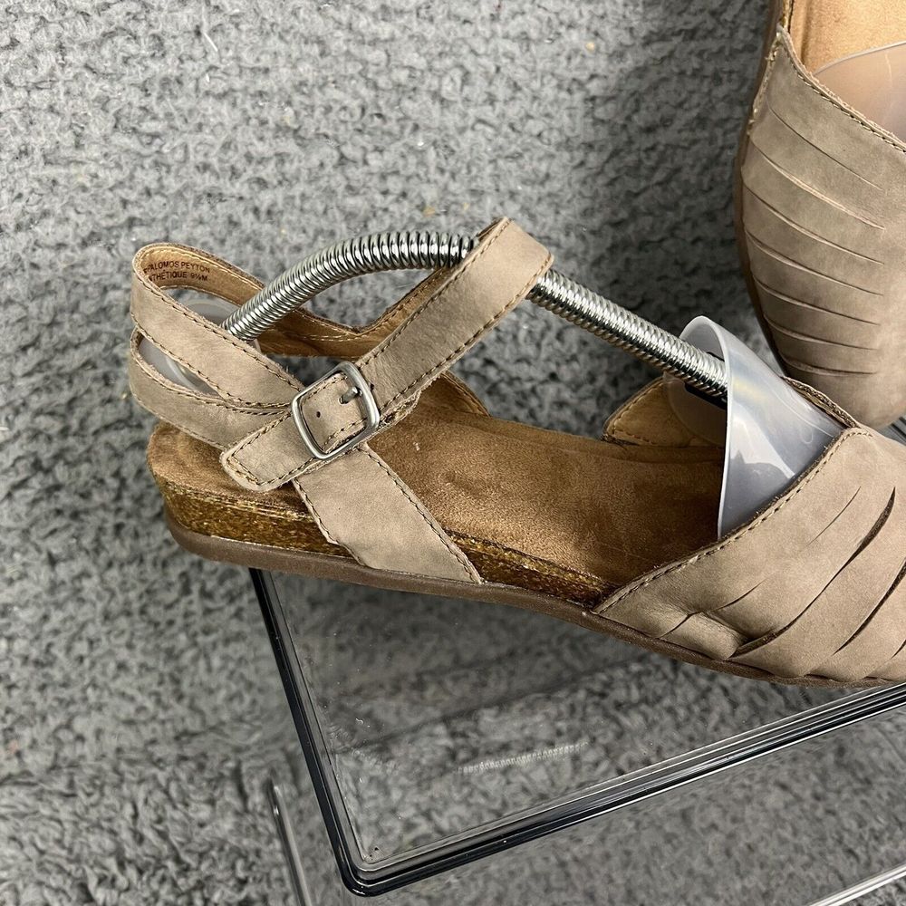 Earth Origins Shoes Palomos Peyton Cork Wedge Size 9.5M Leather Flats Taupe - Picture 5 of 10